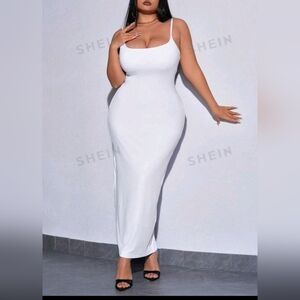 Adjustable white spaghetti strap dress